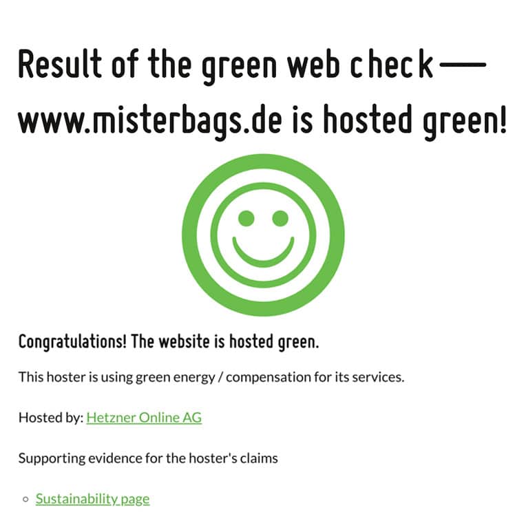 Mister Bags - Green Web Check Green Hosting
